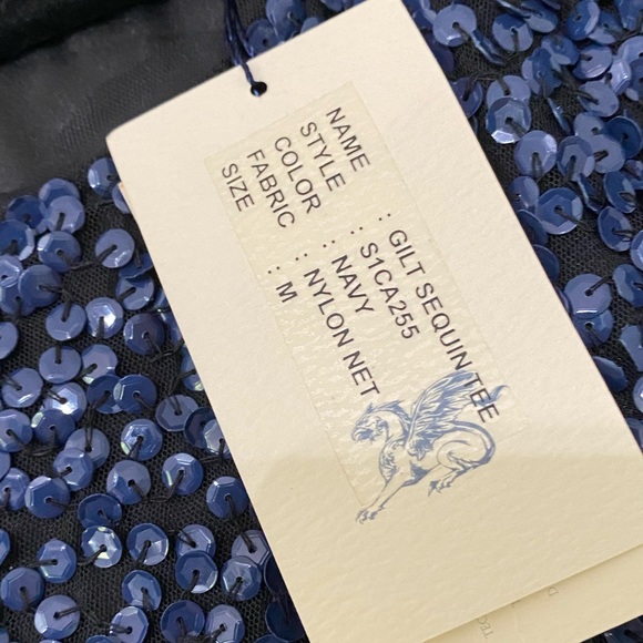 NWT GRYPHON New York Gilt Sequin Top Navy M - Picture 5 of 7